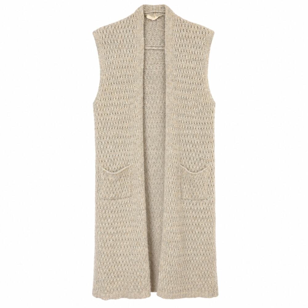 Poetry Alpaca Silk Blend Sleeveless Long Cardigan Vest, Oatmeal, US 4/6